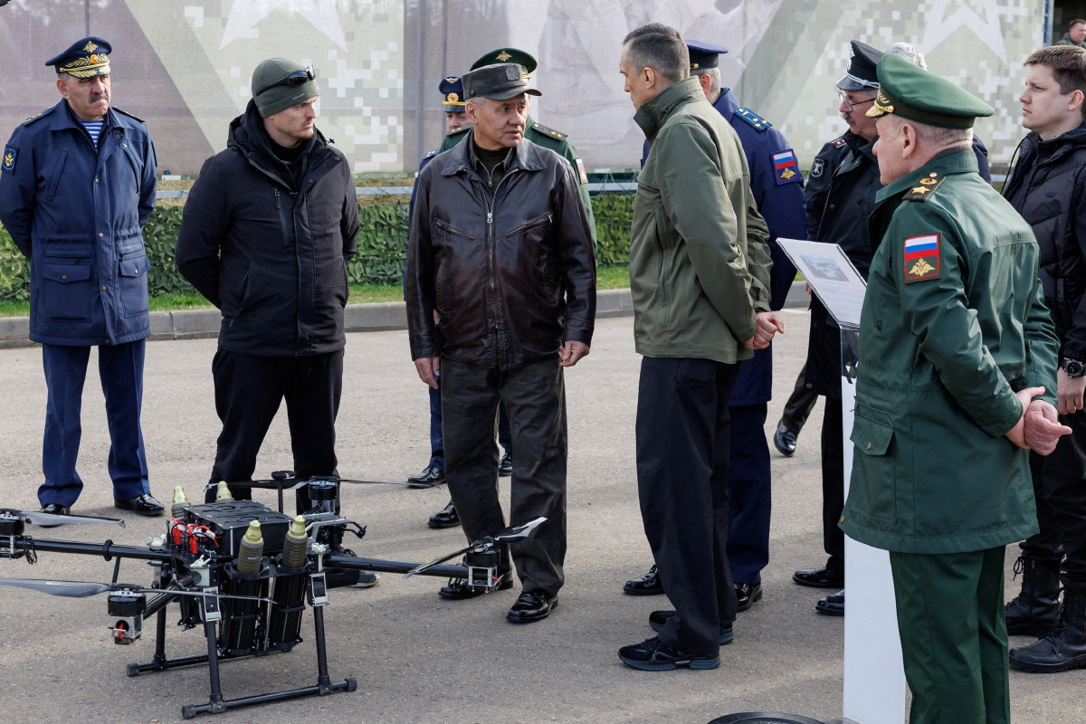 Một UAV quân sự của Nga tại bãi tập ở quân khu Moscow hôm 20.4